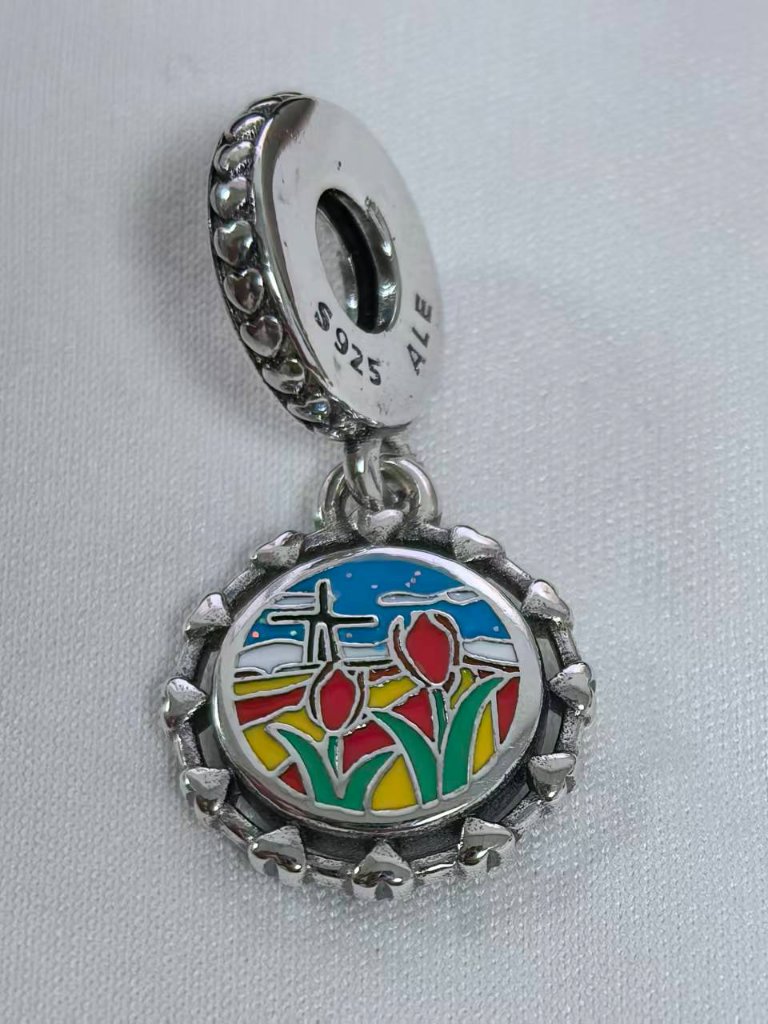 Pandora Windmill Tulip Flower Field Charm Pendant, S925 Silver Jewelry